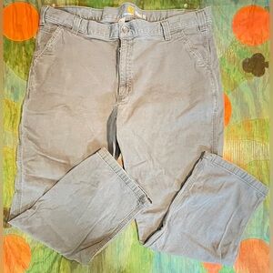 Carhartt Men's Gray Relaxed Fit Cotton Twill Utility Work Pants Size 42 X 30